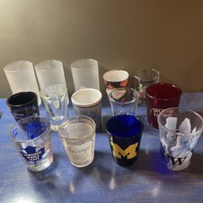 Lot Of 14 Souvenir Shot Glasses & Liquor Shot Glasses Jagermeister NHL Vegas picture