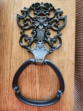MCM Black Gold Gothic  Towel Holder Plastic fleur de lis 60's 70's picture