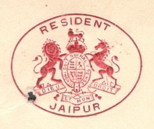 AOP India Jaipur State crested signed letter 1916 RESIDENT JAIPUR picture