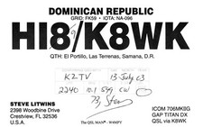 Las Terrenas Samana Dominican Republic HI8/K8WK QSL Radio Postcard picture