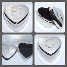 Silver Heart Trinket Box Ganz Engraved Velvet Lined Choose Initial 1.5