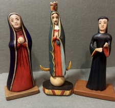 Bulto Devotional Carvings Santero Marie Romero Set Of 3 picture