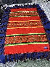 Vintage Beaver State Pendleton Fringe Wool Lap Blanket Rare 28” X 44” Bright Red picture