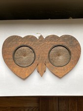 Antique Wooden Frame Double Heart Hand Carved Photos Frame Sweethearts Victorian picture