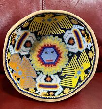 Large Vintage Huichol Beaded Gourd Offering Bowl Mexican Folk Art 8.5” Wide picture