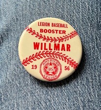 1956 American Legion Baseball Booster Pinback Willmar, Mn. 1 3/4