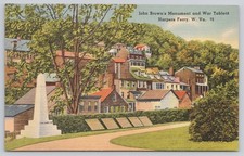 Harpers Ferry, West Virginia John Brown's Monument War Tablets Linen Unposted picture