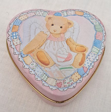 Vintage 1992 Cherished Teddies Heart Tin 910554 Priscilla Hillman Angel Bear Box picture