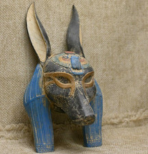 Authentic Ancient Egyptian Antique Rare God Anubis Mask Statue Figurine BC picture