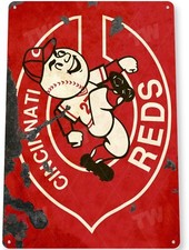 Tin Sign Cincinnati Reds Retro Logo metal wall art baseball mascot MLB picture