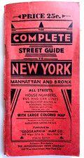1945 COMPLETE STREET GUIDE NEW YORK MANHATTAN & BRONX GEOGRAPHIA MAP CO WITH MAP picture
