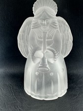 Frosted Glass Candleholder Angel Playing Trumpet picture