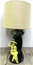 SUPER RARE 1950s Mid-Century Modern Chalkware Asian Figural Table Lamp picture