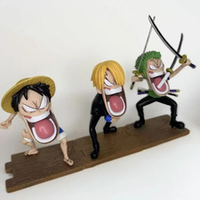 15Cm One Piece Luffy Figures Three Captains Sanji Monkey D Luffy Roronoa Zoro picture