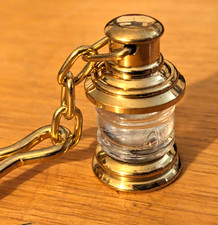 NOS Brass Ship's Lantern Antique Style Lantern Keychain Keyring 3.5