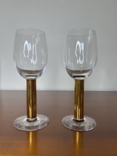 Pair Of Orrefors Nobel Water  Wine Goblet Glass Crystal Gunnar Cyrén NIB picture