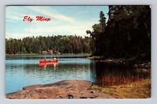 Ely MN-Minnesota, Fishing from Red Canoe, Antique Vintage Souvenir Postcard picture