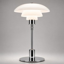 Art Deco Chrome Table Lamp Bauhaus Inspired Modern Luxury Accent Lighting picture