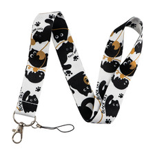 Cute Black Cat Credential Holder Cartoon Animals Lanyards for Keys Neck Strap picture