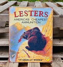 LESTERS America's Cheapest Ammo METAL SIGN 