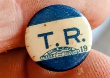 1912 Theodore Roosevelt Button TR Progressive Bull Moose Party campaign picture