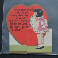 Vintage Valentine Card Girl Fold Out Room On Either Side picture