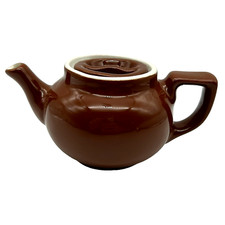 Vtg Hall Small Brown Personal Single Serve Teapot w/Boston Sunken Lid c1913-1925 picture