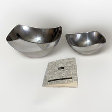 Nambe Tri Corner Silver Metal Bowls Matching Set #530 & #567 1967 picture