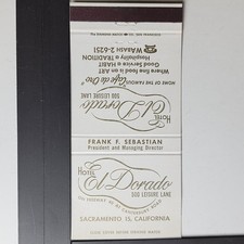 Hotel El Dorado Sacramento 1950s Gold Script Advertising Matchbook picture