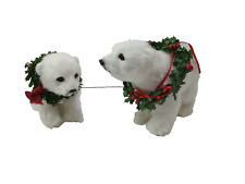 Byers Choice White Polar Bears - Lot of 2 with Christmas Holiday Wreath 2012/13 picture