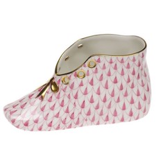 HEREND, BABY SHOE, PINK FISHNET, #VHP-07570 BRAND NEW, MINT & BOX picture