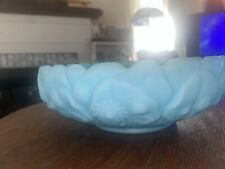 FENTON BLUE OPALINE SATIN GLASS WATER LILY Compote Bowl picture