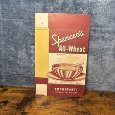 1930's Spencer's All-Wheat Cereal Box New Old Art Deco Stock -Burns, Tenn. picture