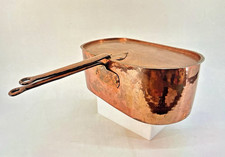 Antique French Copper Daubiere Braising Pan & Lid Dovetail Beveled Edges 5x13