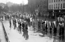Woman suffragettes marching in the rain circa 1917 Historic Old Photo 1 picture