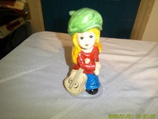 VINTAGE RETRO HIPPY GIRL LOOK CERAMIC BANK GUITAR THEME picture