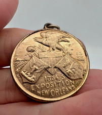 Vtg 1884-5 Exposition New Orleans Worlds Fair Cotton Centennial Brass Charm Coin picture