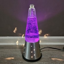Vintage Lava Lite Wizard Glitter Lamp Purple Silver 16