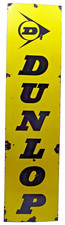 Vintage Dunlop Tyres Porcelain Enamel Sign 72x18 Automobilia Yellow Black 1950s picture