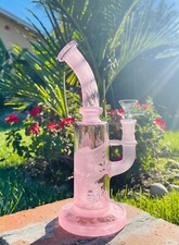 💗10'' Premium Hookah Glass Water Bong Pink Percolator Shower Bend Phoenix💗 picture