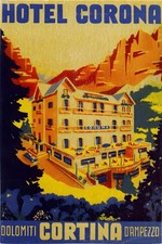 Hotel Corona, Dolomites ๐ฎ๐น Vintage Travel Poster - 1940s - 24x36โ Hi-Res๐ picture