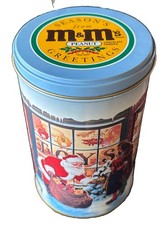 Vintage 1991 M&M’s Peanut Christmas Tin Santa Holiday Mars Candy Collectible picture