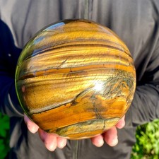 5.82LB Large Natural Tiger's Eye Ball Quartz Crystal Sphere Gem Healing Décor picture