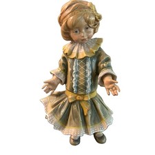 Beautiful Vintage Dolfi Santini Hand Carved Painted Wood Girl Doll Figurine 11” picture