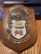 Vintage O'Leary Irish Family Crest Plaque Coat of Arms Historic families Dublin picture