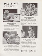 Vintage Baby Soap Oil Powder Cream Johnson & Johnson Nursery Decor Print Ad 1937 picture