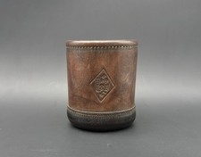 Rare Vintage Or Antique B.C. Wills & Co Ribbed Leather Dice Shaker picture