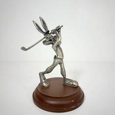 Vintage Bugs Bunny Pewter on Wood Golf Statue / Figurine - Looney Tunes picture