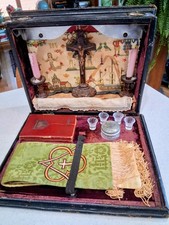 Antique Catholic Viaticum Kit -Last Rites/Portable Mass Kit - Journal of Notes picture