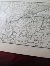 ☆1898 Train route Map LAKE ERIE & WESTERN RAILROAD Minster OH Rushville Indiana picture